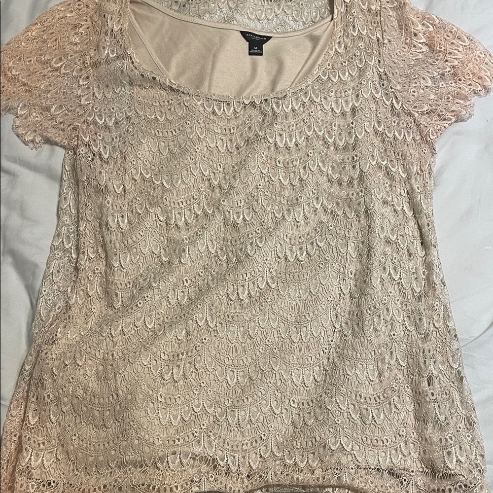 Ann Taylor Lace Beige Top